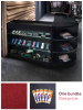 Retail Bundle: Black Astro LED Shop Counter, 40 Scarlet Red Heavy Duty Carpet Tiles (10m²), & 5 Counterfeit Money Detector Pens