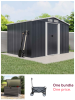 8.46 x 6.79FT Large Anthracite Metal Garden Tool Shed + 350L Lockable Storage Box + Foldable Garden Cart Bundle