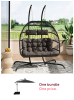 Outdoor Hanging 2-Seater Egg Chair + 3m Grey LED Cantilever Parasol with Square Base Bundle