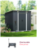 7.81 x 4.3FT Charcoal Black Metal Garden Tool Storage Shed + Foldable Heavy Duty Garden Cart Bundle