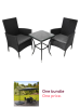 Black Rattan 3 Piece Garden Bistro Set with Grey Cushions + 3M Cantilever Parasol with Base Bundle