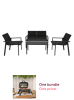 Black Rattan Patio Furniture Set + Portable Outdoor Charcoal BBQ Grill Bundle