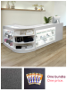 Retail Bundle: White Astro LED Shop Counter, 40 Anthracite Grey Heavy Duty Carpet Tiles (10m²), & 5 Counterfeit Money Detector Pens