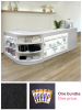 Retail Bundle: White Astro LED Shop Counter, 40 Charcoal Black Heavy Duty Carpet Tiles (10m²), & 5 Counterfeit Money Detector Pens