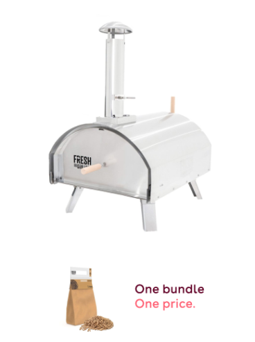 Extra Large Double Walled Pizza Oven and Wood Pellets BBQ Grill Wood Fired Pizza Oven Kamado Smokers Oak 18kg Bundle