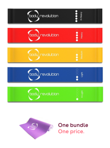 Multicolour Resistance Bands Set with Purple Yoga Mat & Carry Bag – Full Fitness Bundle Image