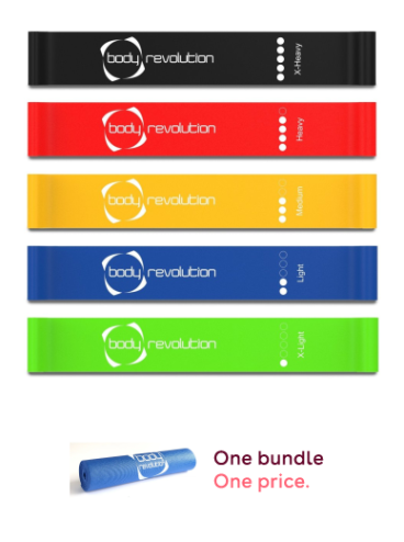 Multicolour Resistance Bands Set with Blue Yoga Mat & Carry Bag – Full Fitness Bundle Image