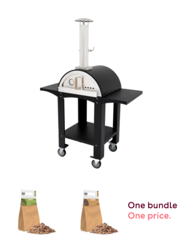 Extra Large Freestanding Wood-Fired Pizza Oven with Prep Stations, Peel, Stone, and Rain Cover, BBQ Grill Pizza Flavoured Wood Chips Applewood 1.4kg & Oak Wood Chips 1.4kg Bundle