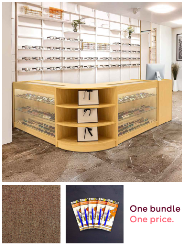 Retail Bundle: Maple Astro LED Shop Counter, 40 Sand Heavy Duty Carpet Tiles (10m²), & 5 Counterfeit Money Detector Pens