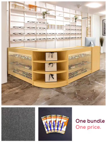 Retail Bundle: Maple Astro LED Shop Counter, 40 Anthracite Grey Heavy Duty Carpet Tiles (10m²), & 5 Counterfeit Money Detector Pens