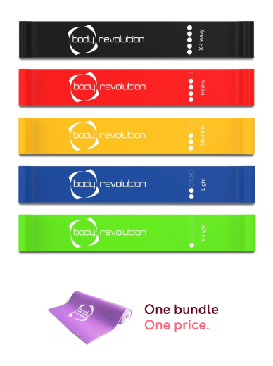 Multicolour Resistance Bands Set with Purple Yoga Mat & Carry Bag – Full Fitness Bundle