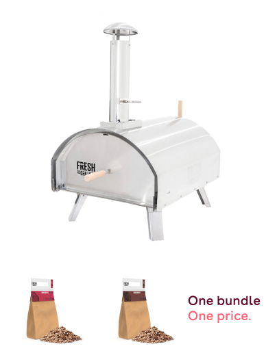 XL Double Walled Pizza Oven, BBQ Grill Pizza Flavoured Wood Chips Cherrywood 1.4kg & Flavoured Wood Chips Hickory 1.4kg Bundle