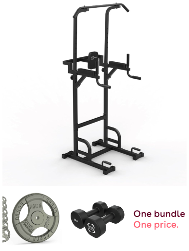 Body Revolution Parallettes, 20kg Cast Iron Weight Plates, & 2x5kg Neoprene Dumbbells Home Gym Bundle